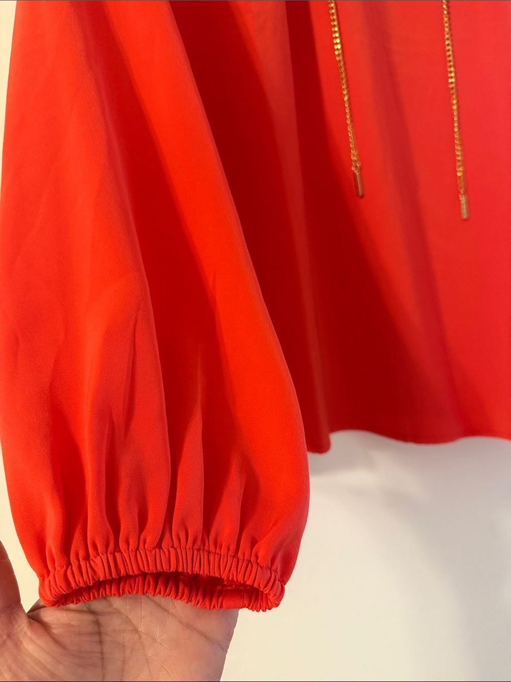 Michael Kors Bright Red Collared Long-Sleeve Blouse - Picture 3 of 7